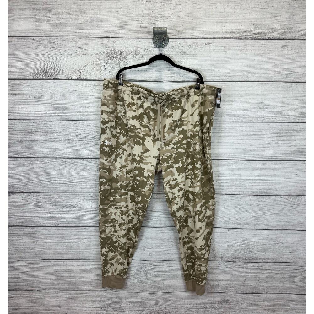 Under Armour Men's Green Khaki Camo Rival Fleece Joggers Size 4XL